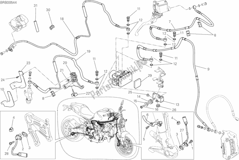 All parts for the Antilock Braking System (abs) of the Ducati Monster 821 AUS 2017